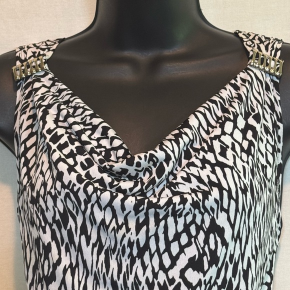 G-32‎ Susan Graver White & Black Sleeveless Pullover Summer Blouse Size L - Picture 4 of 13
